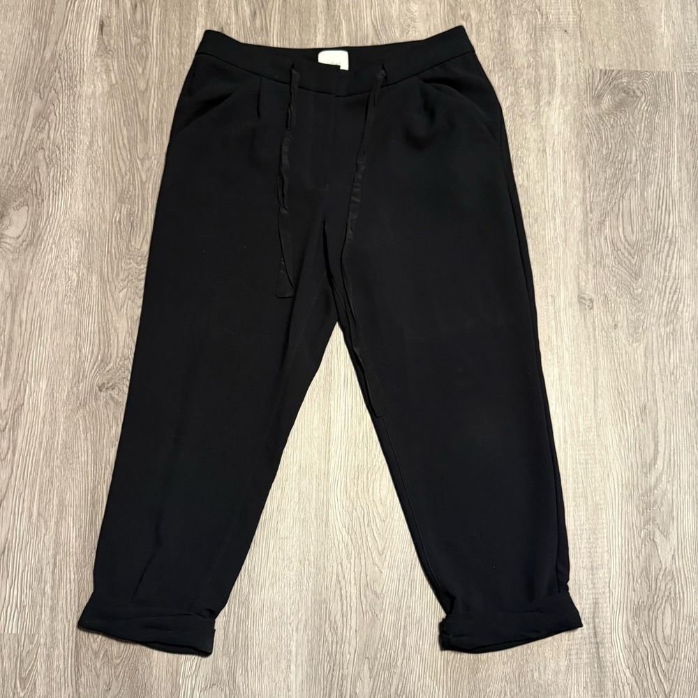 Aritzia Wilfred Cropped Ribbon Waist Tie Crepe Pant